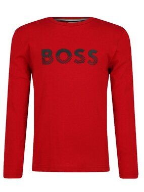 Hugo BOSS Boys Long Sleeve Logo T-Shirt Size: 12 / XS color: Red